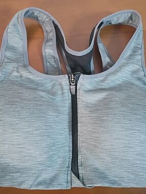 Nike Gray Front-Zip Racerback 6 Bra